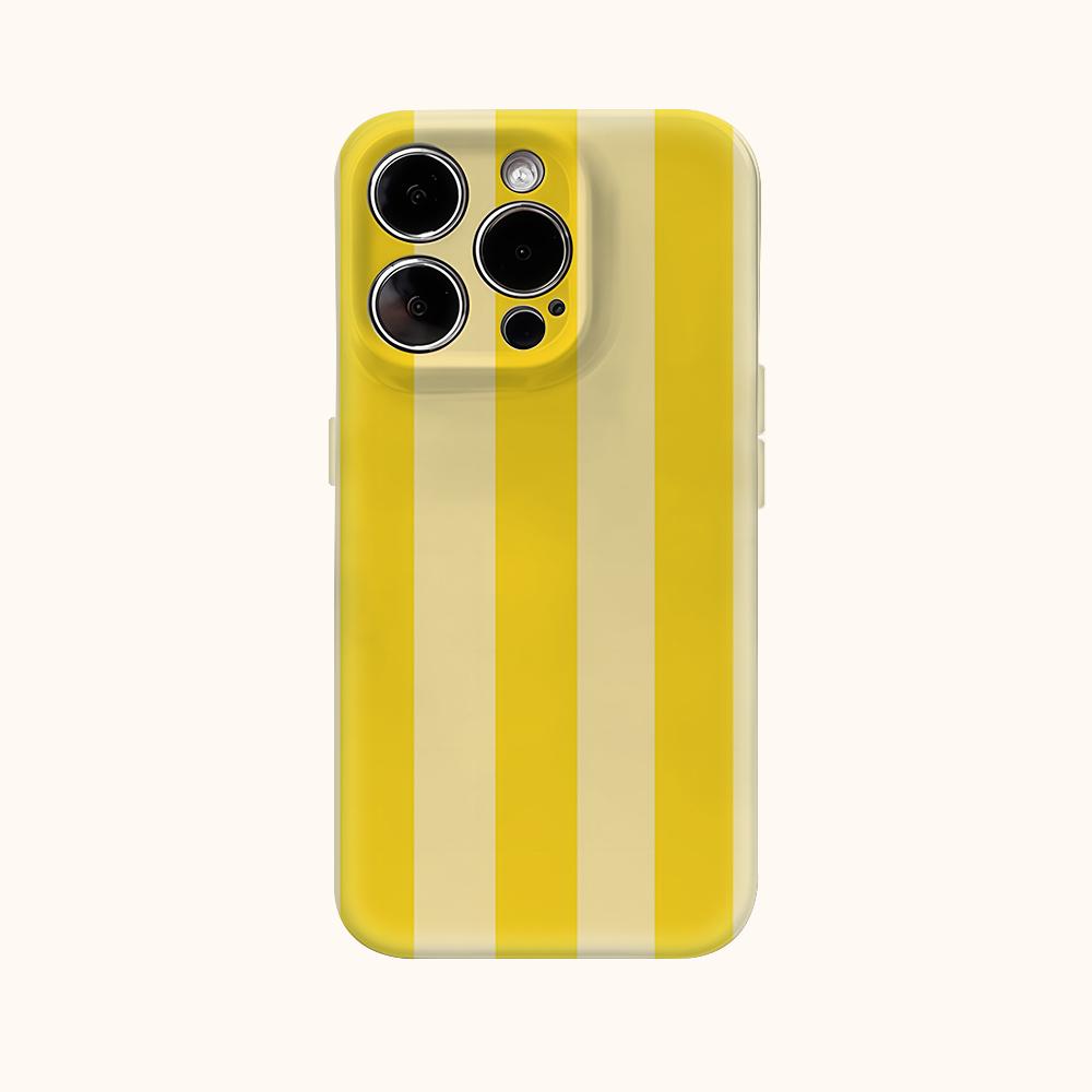 Желтый Пастельный Полосатый Чехол для Телефона для IPhone 17AIR 16E 16 15 14 13 12 11 17 Pro Max Plus Двухслойная Задняя Крышка