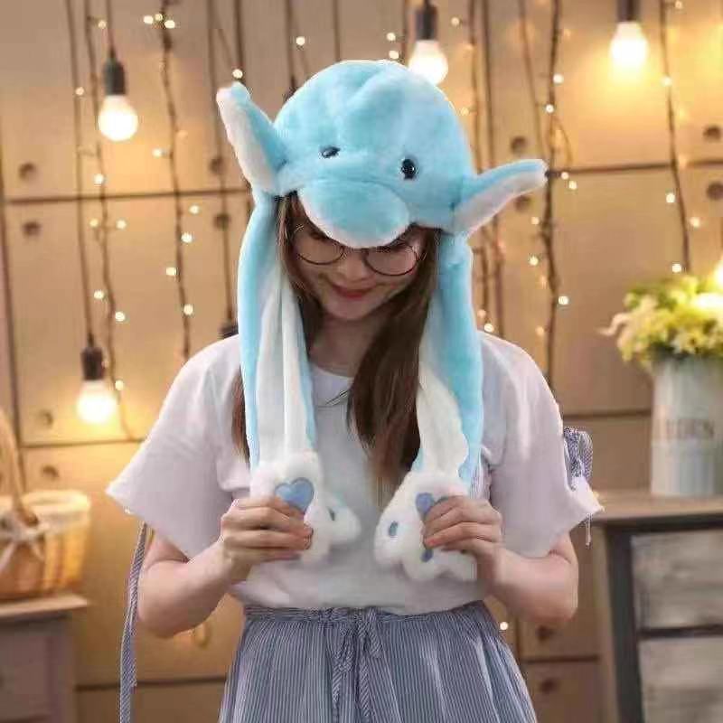 Модная движущаяся шапка с кроличьими ушками, плюшевая милая милая кепка, аниме, кепка с изображением лося, кролика и единорога, милая шапка с изображением животных, свинья, собака, хомяк, шляпа для косплея