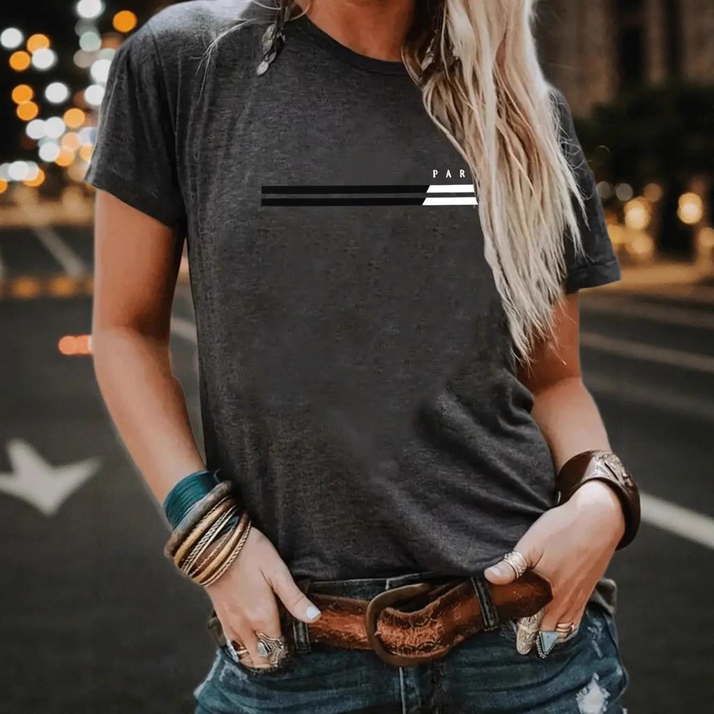 Женская повседневная модная футболка спортивная удобная дышащая быстросохнущая с короткими рукавами