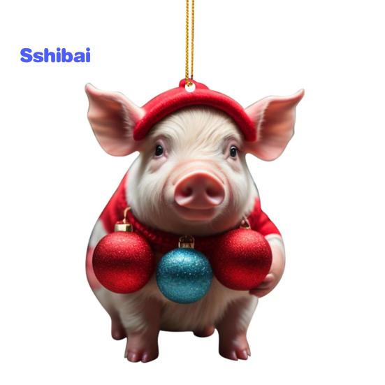 Рождественский кулон очаровательный мультяшный поросенок в форме рождественской елки подвесное украшение для дома праздничные украшения