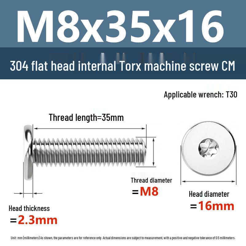 Yigu Винт Torx из нержавеющей стали 304 с тонкой плоской головкой M2-M8 для компьютерной техники