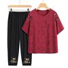 Women's 2-Piece Pyjamas Set Short Sleeve Shirts Baggy Pants Sleepwear Loungewear PJS Set