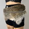 Rhinestone Fur Splicing Belt, Shiny Fur Belt, New Versatile Pin Buckle Corn Hot Girl Belt