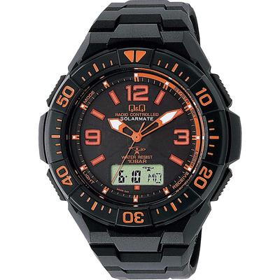 Мужские часы Citizen Водонепроницаемость до 10 АТМ Солнечные Черные Q&Q MD06-315, АТМ, Радиоуправляемый Хронограф,