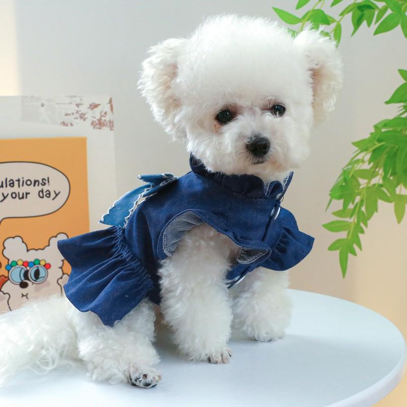 Pet Circle Одежда для собак и кошек Джинсовая юбка с бабочкой Повседневное платье Маленькие средние большие собаки кошки