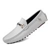 2024 White Loafers Men Handmade Leather Shoes Black Casual Driving Flats Blue Slip-On Moccasins Boat Shoes Plus Size 46 47 48