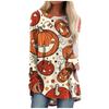 Women's Fashion Casual Long Sleeve Halloween Print Round Neck Pullover Top Blouse