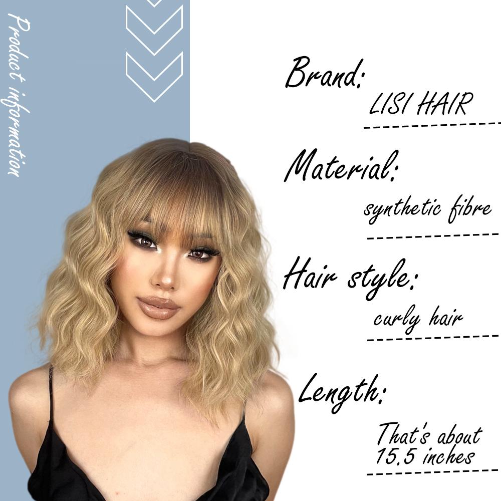 LISI HAIR Длинные синтетические парики боб для женщин, повседневная одежда, черные и коричневые длинные волнистые парики с челкой, термостойкое волокно, волосы для косплея
