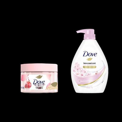Dove Молочко для душа «Цветущая сакура» и набор скрабов «Гранат»