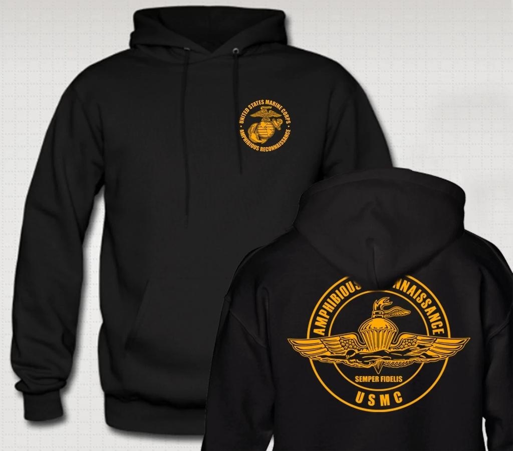 UnisexHoodie Amphibious Recon Design Military Style