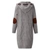 Plus Size Cardigan For Women, Long Open Front Chunky Knit Sweaters Elbow Patch Long Sleeve Outerwear Coat