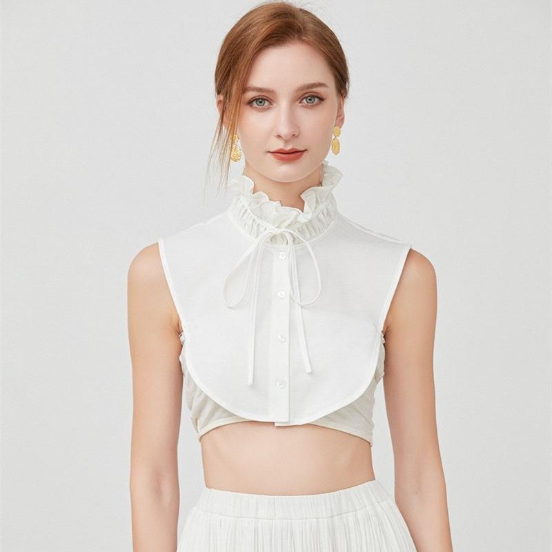 White Ruffle Decorative Collar Elegant Detachable Shirt False Collar Blouse Half Shirt Doll Collar For Women