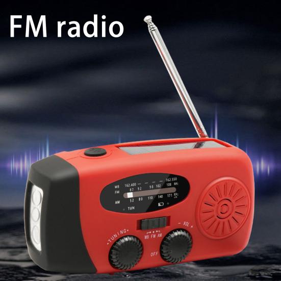 Hand Crank Emergency Radio with Flashlight Compact Portable Multifunctional FM/AM Solar Radio LED Torch