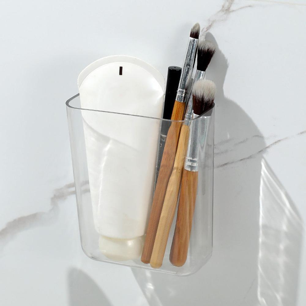 Transparent Wall Remote Holder Plastic Wall Phone Holder Adhesive Storage Bin Bedroom