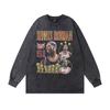 Japanese Retro Cartoon Printing Long-Sleeved Bottoming T-Shirt For Men And Women Hip-Hop Heavy Industry Washing And Doing Old Vintage Long Tee