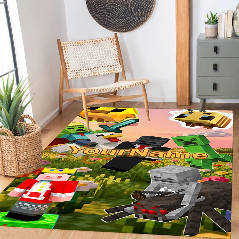 Minecraft 56 Customizable Name Carpet Perfect for Outdoor Decorate room Playrooms Dining Room Anti-slip Rug Office home decor Birthday/Christmas Gift