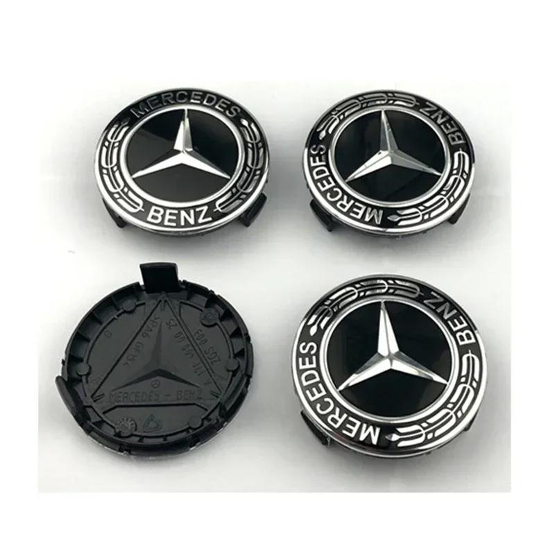 For Benz u24PCS 75mm NEW Car Logo Wheel Center Hub Caps Cover for Mercedes Benz B/C/E/S Class A Class C200L GLC GLK CLA W166 W163 W221