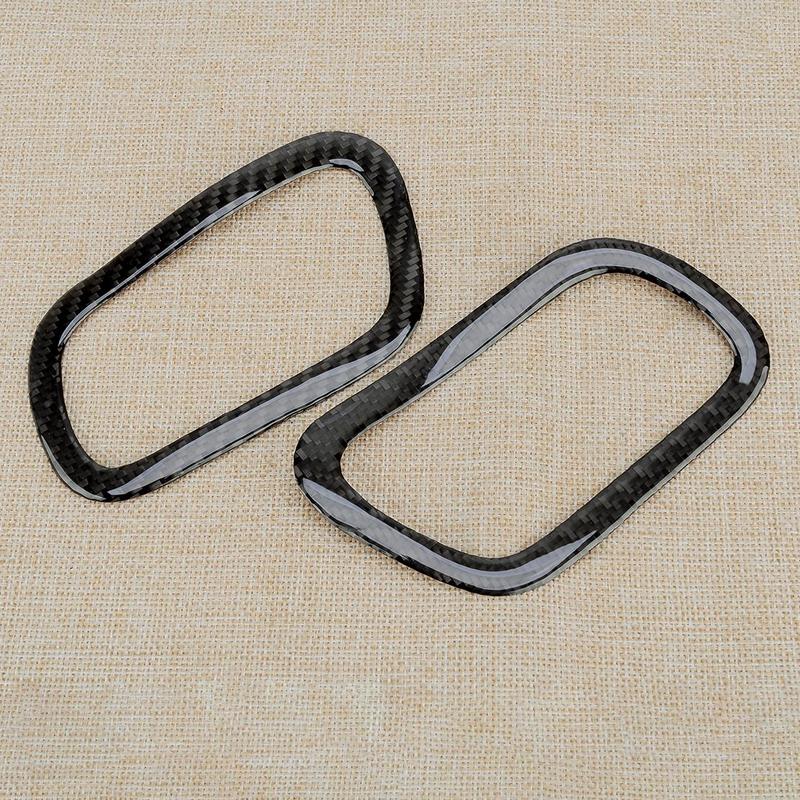 2Pcs Black Carbon Fiber Car Interior Door Handle Ring Cover Trim Frame Decor Fit for Infiniti G37 2-Door 2010 2011 2012 2013