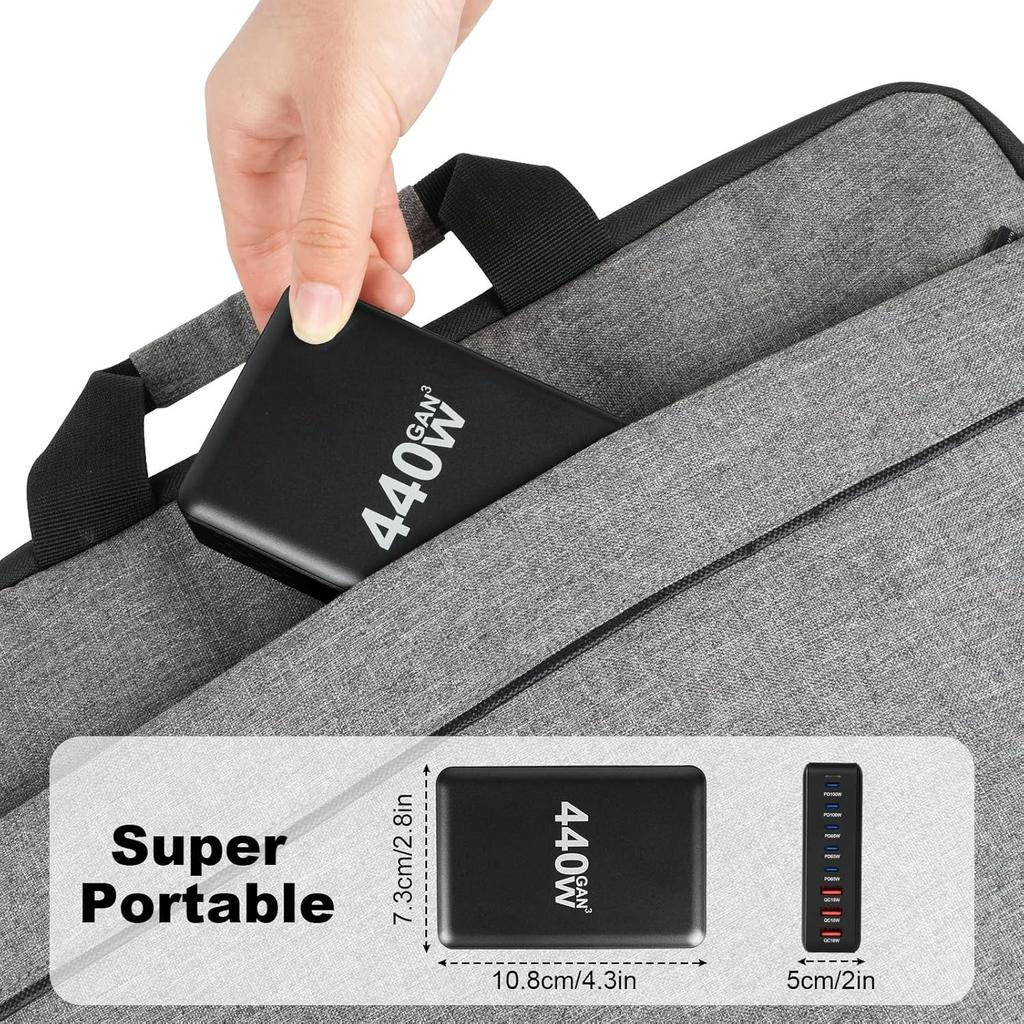 НОВОЕ 440 Вт Gan Fast Charge 3.0 USB Type C быстрое зарядное устройство мобильное 8-портовое 5C 3A PD зарядное устройство удобное для переноски планшета зарядное устройство для телефона