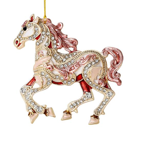 Horse Christmas Ornaments Sparkly Rhinestone Horse Hanging Decoration Acrylic Christmas Tree Ornament for Winter Xmas Party Supplies Holiday Decor