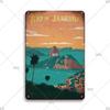 Tin Sign Landscape Paris Havana Tokyo Sydney Malibu Los Angeles Chicago City Metal Vintage Plaque Retro Decorative Plate Decor