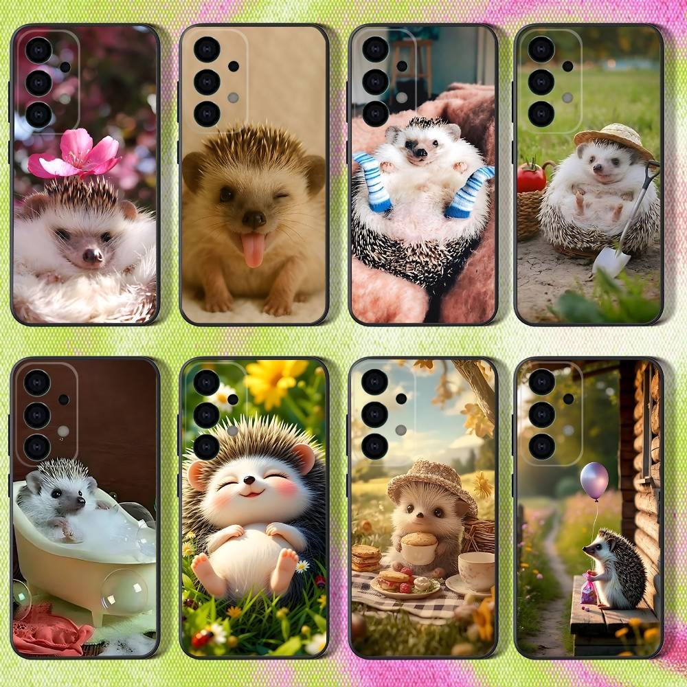 Чехол для телефона Samsung S25, S24, S21, S22, S23, S30, Ultra, S20, Plus, Fe, Lite, Note, 10, 9, Милый ёжик 5G Черный чехол