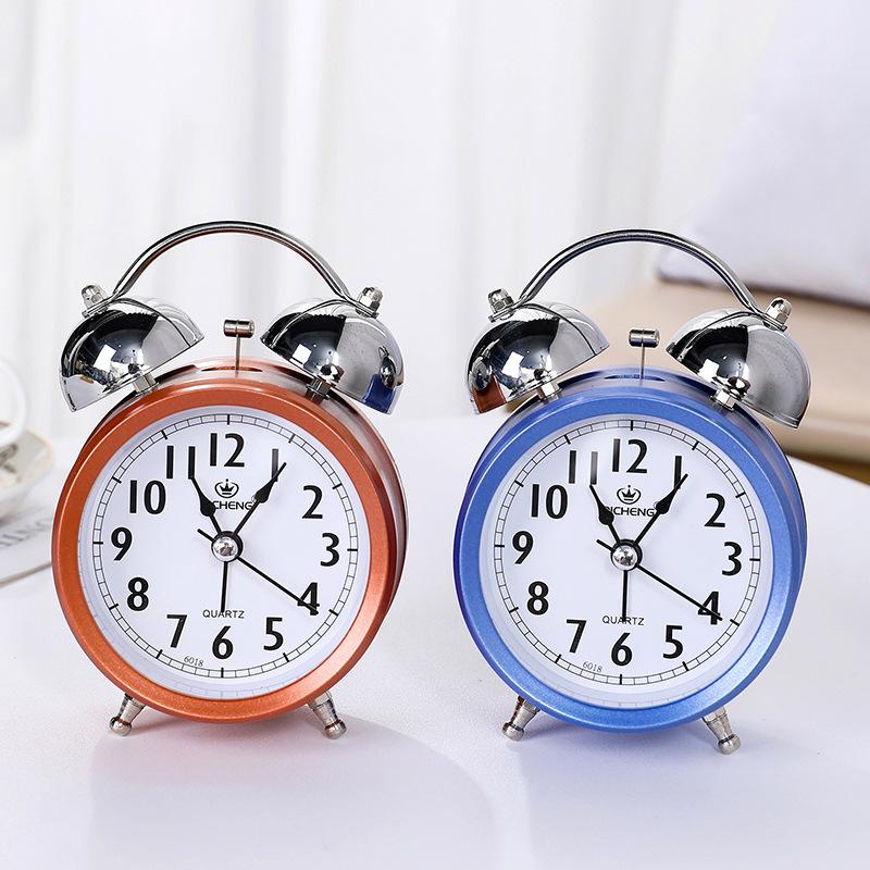 New Super Loud Simple Ringing Alarm Clock Night Light Mute Clock Bedroom Gift Student Bedside Sleeping Clock