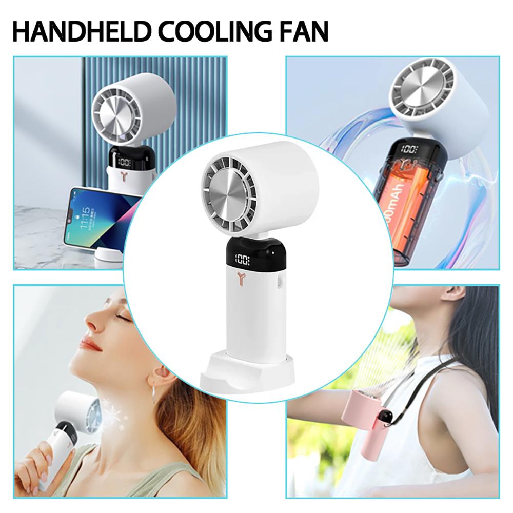 3600mAh Portable Semiconductor Refrigeration Cooling Desk Fan  Mini Handheld Fan Folding Hanging Neck Fan Air Cooler for Outdoor