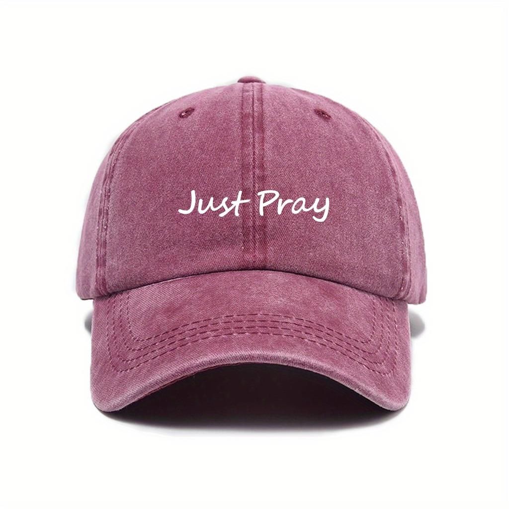 Модная бейсболка в городском стиле, ретро, с эффектом потертости, с принтом 'Just Pray', унисекс, регулируемая, защита от солнца, с козырьком