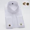 Men's Formal White Long-Sleeve Shirt with Windsor Collar and Bamboo Fiber French Cuff