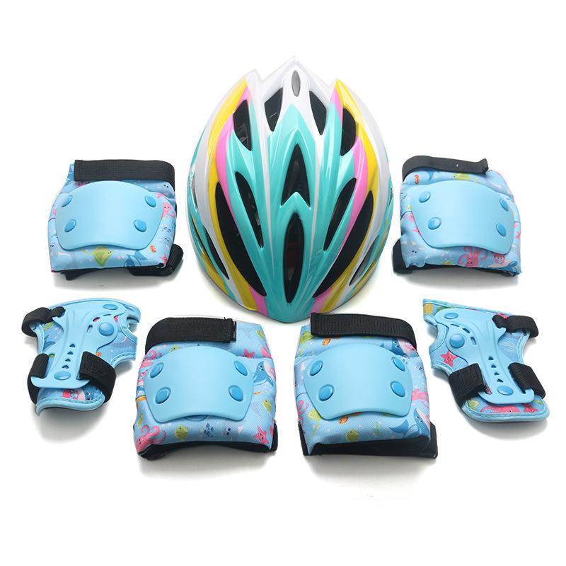 Children's Roller Skating Guard Speed Skating Cycling Helmet Set Balance Bike Bicycle Skateboard Ice Skateboard Knee Pad Protective Equipment