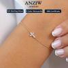 Anziw 925 Sterling Silver Cross Bracelet Certified 2.5mm D Color Moissanite Bracelet for Women Men Jewelry Adjustable Chain Gift