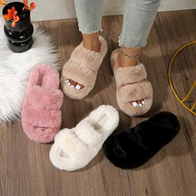 Мода Мода Однотонные Женские Зимние Домашние Пушистые Тапочки Женские Пушистые Меховые Домашние Шлепанцы Плоские Комнатные Напольные Туфли Женские Шлепанцы Женские