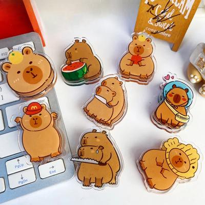 Кавайные пружинные зажимы Capybara Мультяшные пружинные зажимы из толстого пластика Офисные полезные зажимы Канцелярские принадлежности для студентов