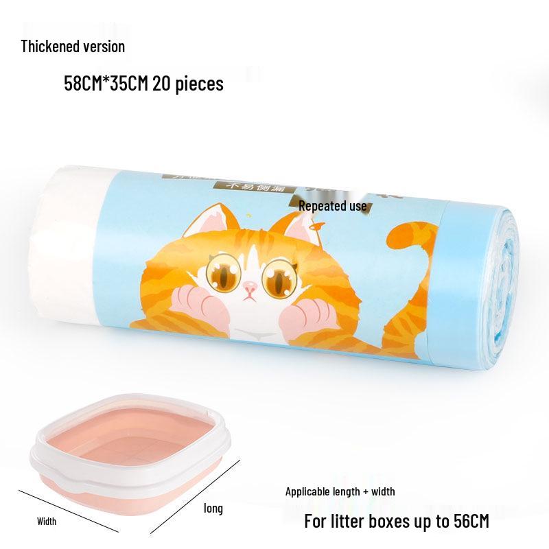 Self-Closing Drawstring Cat Litter Cleaning Bags - Thickened Plastic for Pet Litter Box