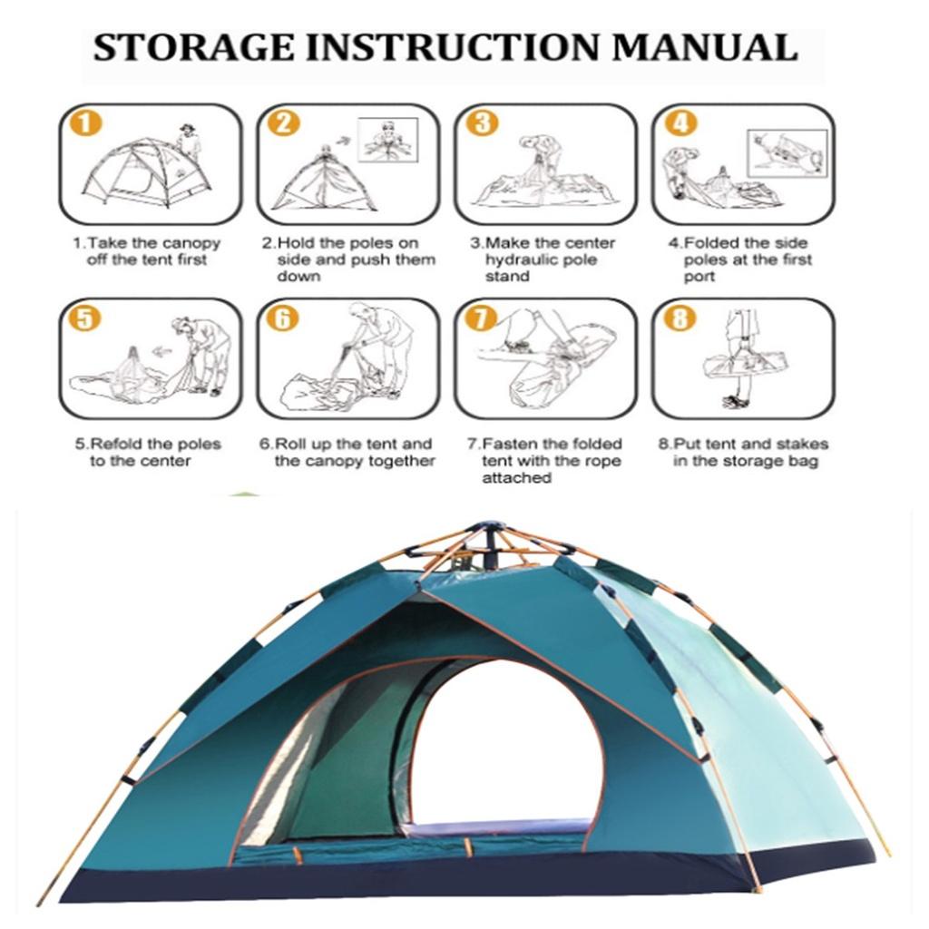 3-4 Person Waterproof Camping Tent Automatic Pop-Up Quick Shelter Outdoor Traveling Hiking Portable Tent