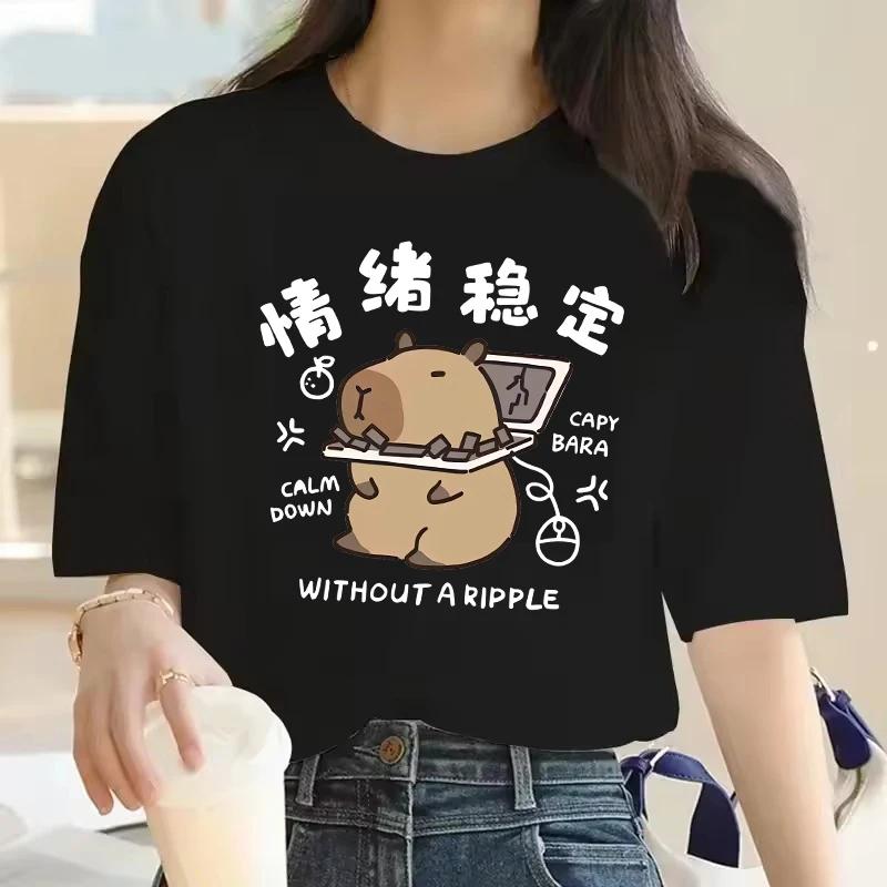 Camiseta con estampado de capibara de diseo de Animecamiseta de Unisexga corta Capibaras para niasmujerescamiseta superior
