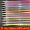 12 Color Highlight Pen Art Set - Gel Pens for DIY Handbook, Fluorescent Colors