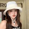 Корейская версия модная кепка карамельного цвета с быстросохнущим ремешком для женщин, летняя дорожная солнцезащитная складная шляпа-ведро с большими полями