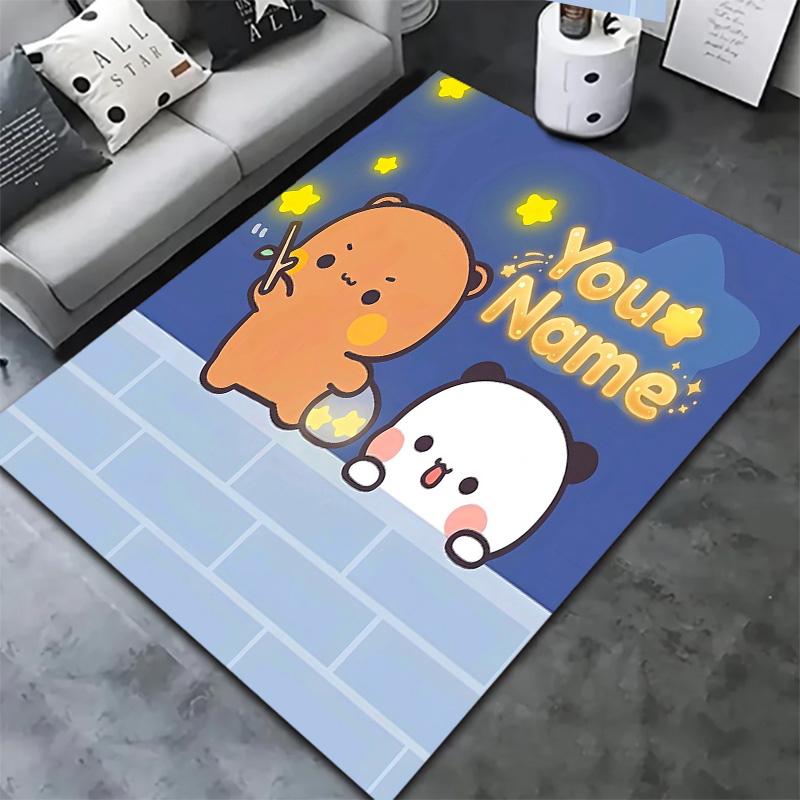 Bear Panda Night Custom Name Carpet Rug For Living Room Bedroom Home Sofa Decoration Kids Play Nonslip Floor Mat