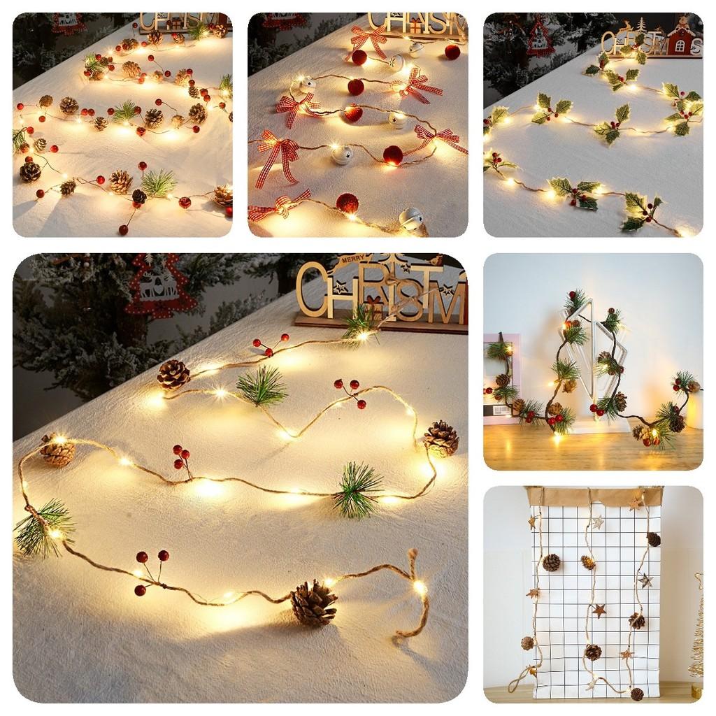 Сосна 2м Рождественская шишка Светодиодная гирлянда на батарейках Рождественская елка Гирлянда Лампа Декор