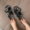 Slippers Women's Summer Sandals New Casual Rhinestone Square Buckle Fashionable Thick-soled Non-slip One-word Slippers
