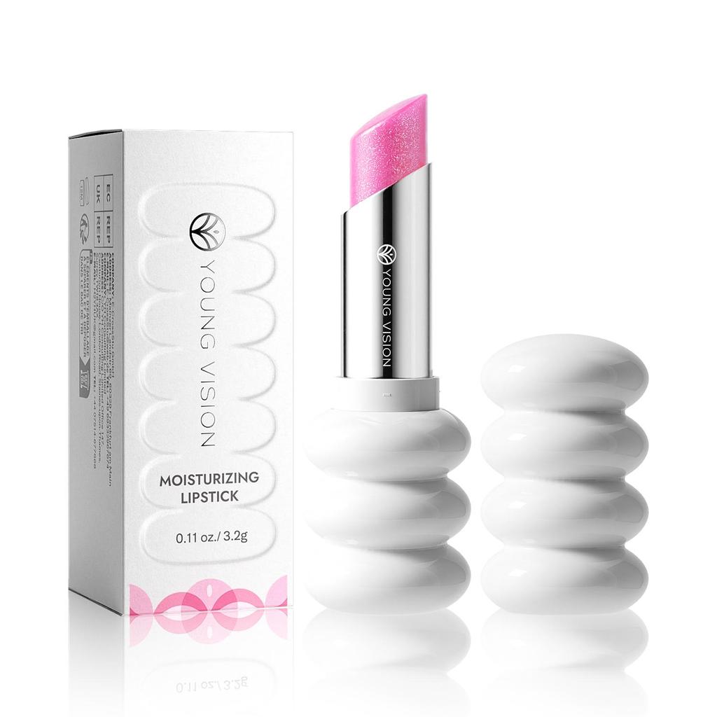 Lipstick, White Threaded Tube, Stylish and Simple, Natural Finish, Delicate Glitter, Silky and Lightweight Texture,6 Colors