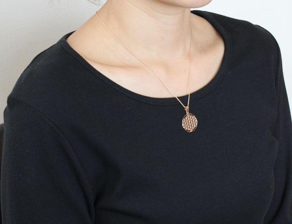 MIZAL Flower of Life Sacred Geometry Pendant Necklace in Carmelo Sterling Silver (Chain Not Included, Pink Gold)