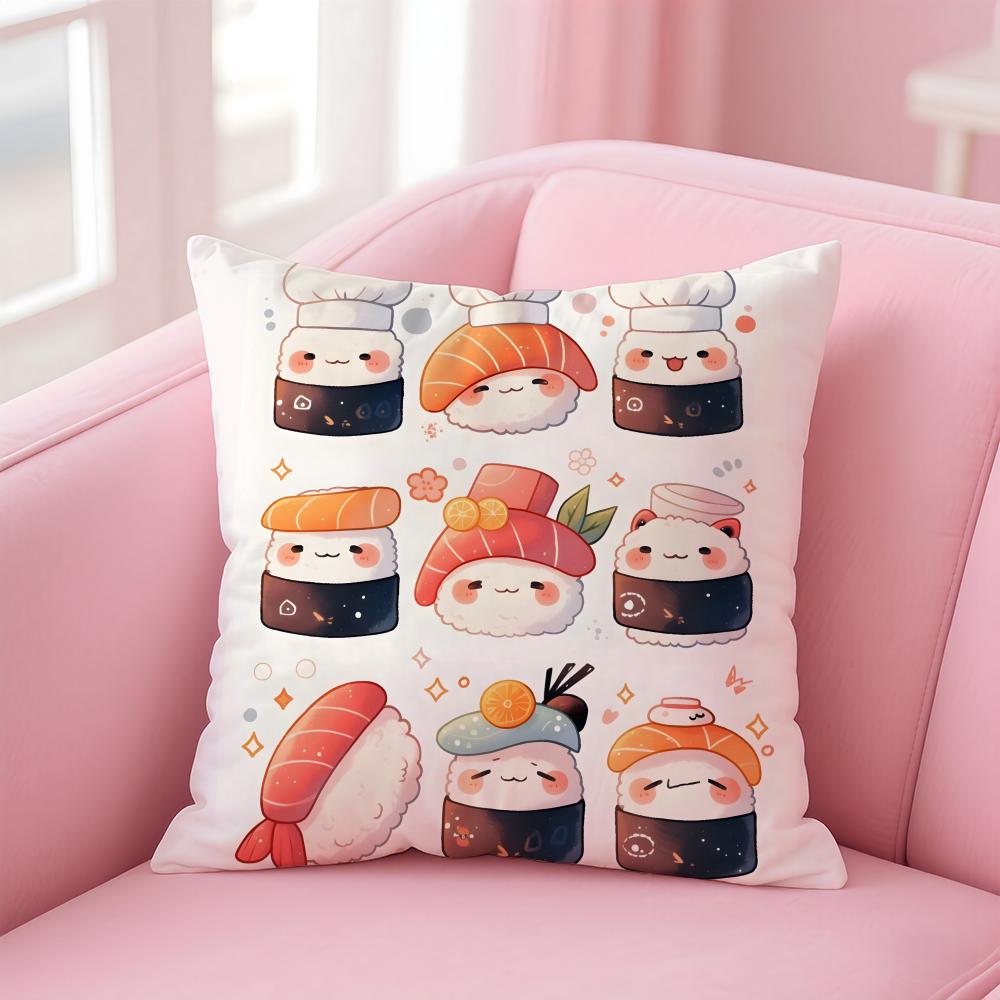 Mini Japanese Food Art Cute Sushi Cushion Cover Pillow Case Soft Skin Friendly Fabric Concealed Zipper