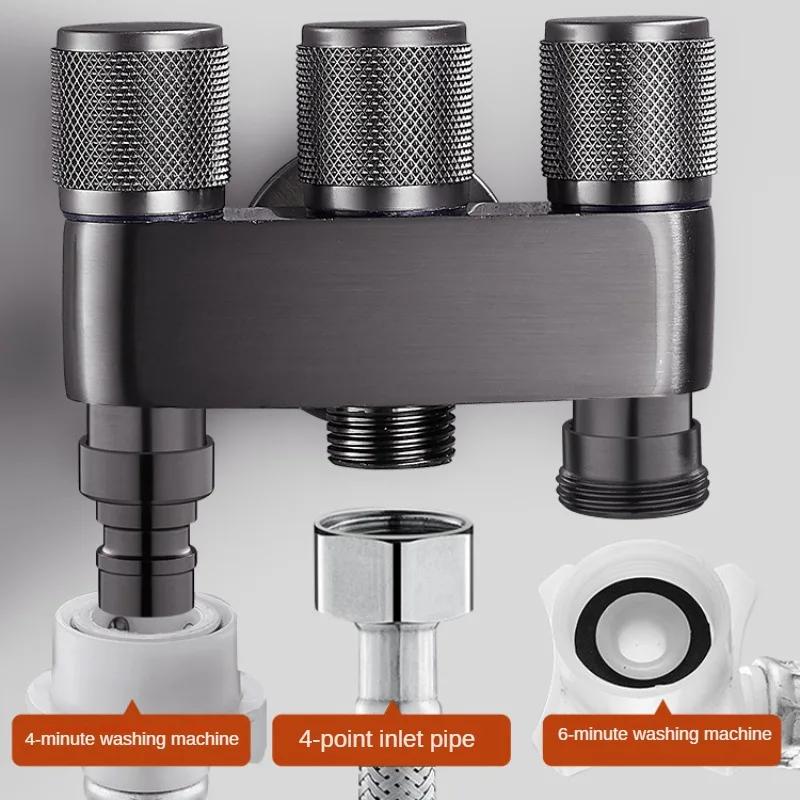 Латунный Тройник Одна Вход Три Выхода Трехходовой Контроль Стиральная Машина Хром/серый Смеситель Трехходовой Трехсторонний Клапан G1/3Мини Многофункциональный