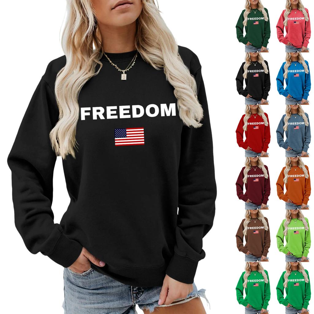 Women's Fashionable Casual Round Neck Loose Long Sleeved Printed Sweatshirt