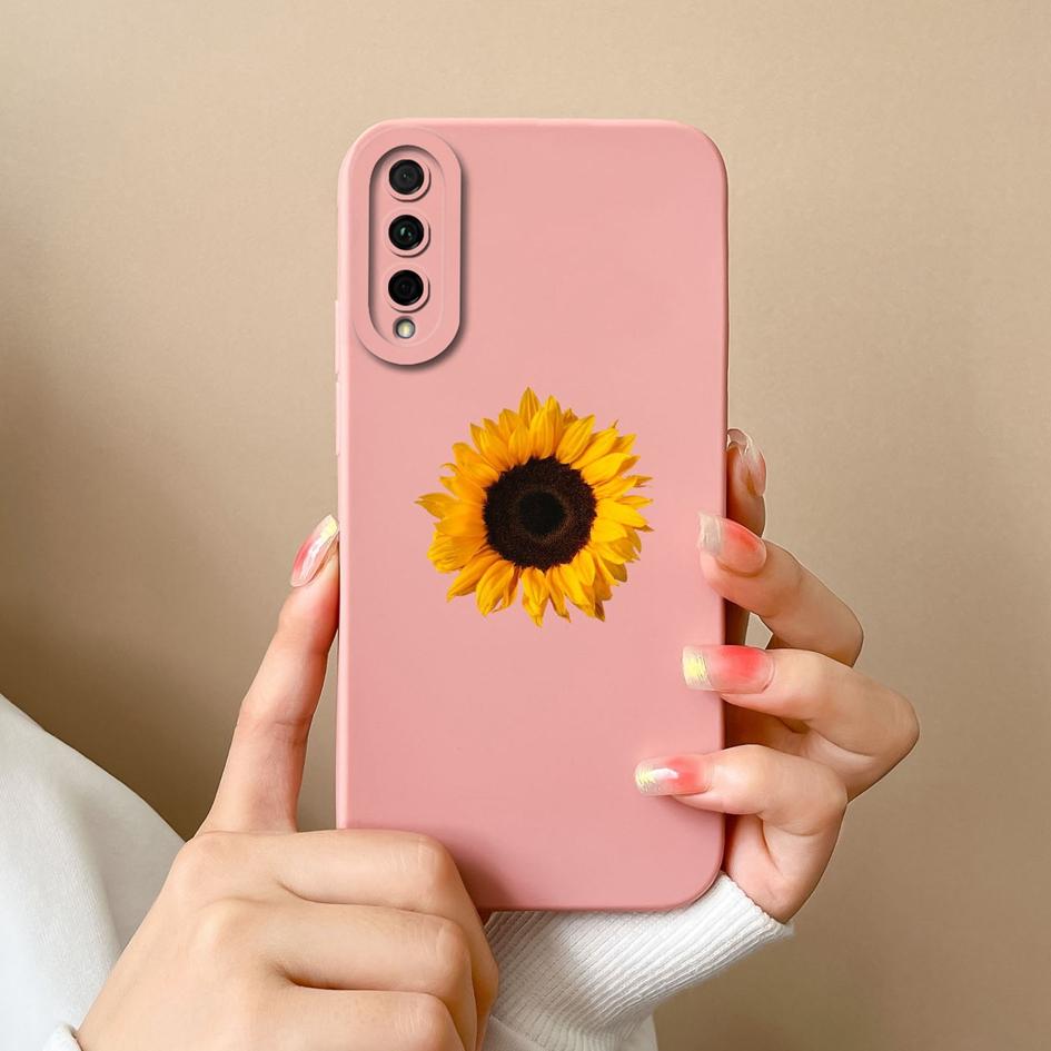 For Huawei Y9S Y7A P Smart 2021 Pro Y5 Y6 Y7 Y9 Prime Phone Cover Fashion Sunflower Liquid Soft Silicone Shockproof Matte Anti Drop For Huawei Bumper