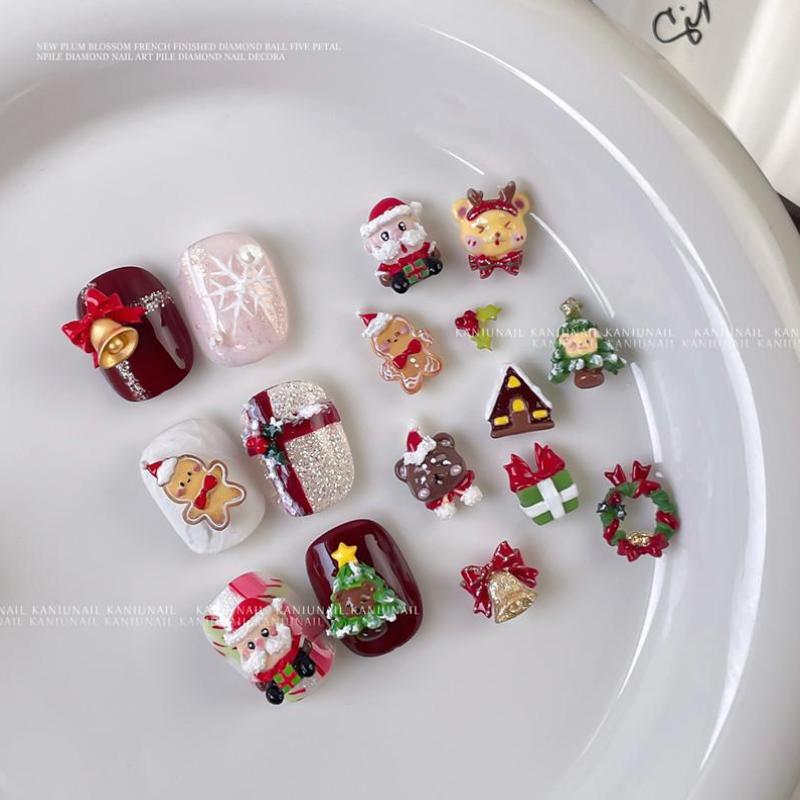 1 шт. Мультяшная Рождественская силиконовая форма для ногтей Французский стиль 3D рельеф Шаблон для ногтей DIY Украшения для нейл-арта Форма для нейл-арта