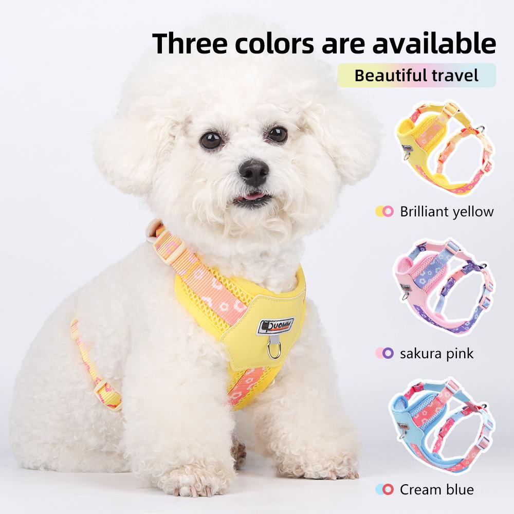 Spring Mesh Leather Breathable Cat Small Dog Harness Vest and Leash